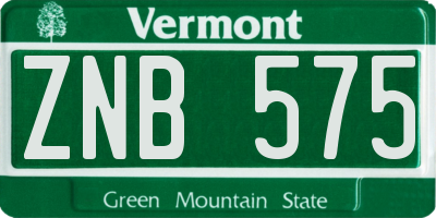 VT license plate ZNB575