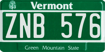 VT license plate ZNB576