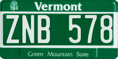 VT license plate ZNB578