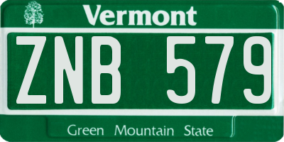 VT license plate ZNB579