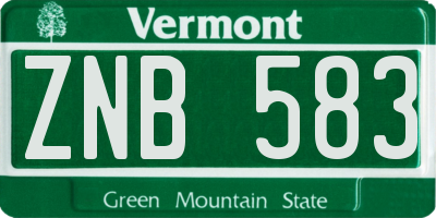 VT license plate ZNB583