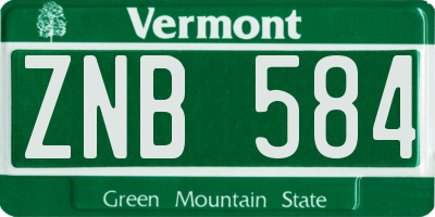 VT license plate ZNB584