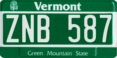VT license plate ZNB587