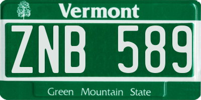 VT license plate ZNB589