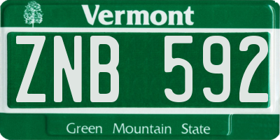 VT license plate ZNB592