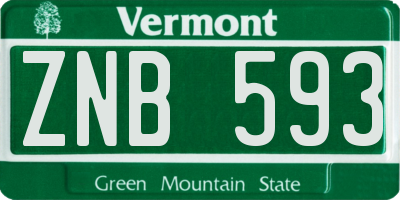 VT license plate ZNB593