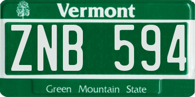 VT license plate ZNB594