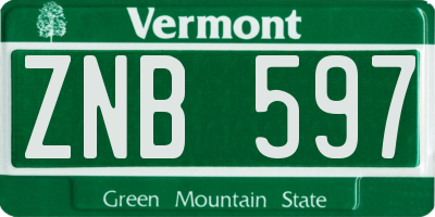 VT license plate ZNB597