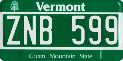 VT license plate ZNB599