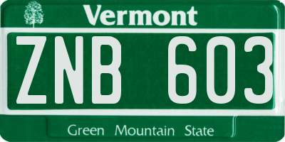 VT license plate ZNB603