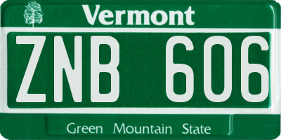 VT license plate ZNB606