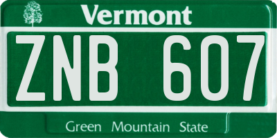 VT license plate ZNB607