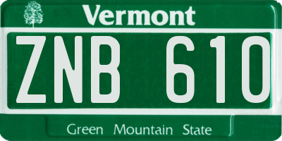 VT license plate ZNB610