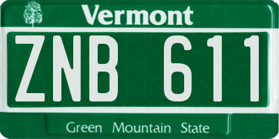 VT license plate ZNB611