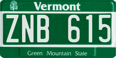 VT license plate ZNB615