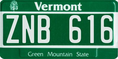 VT license plate ZNB616