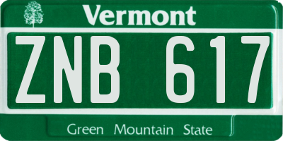 VT license plate ZNB617