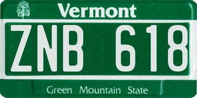 VT license plate ZNB618