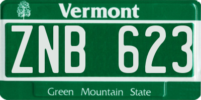 VT license plate ZNB623