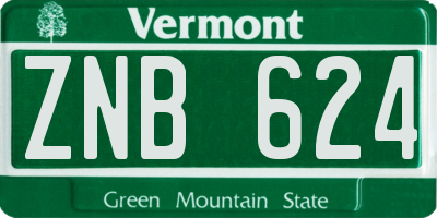 VT license plate ZNB624