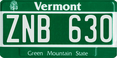 VT license plate ZNB630