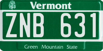 VT license plate ZNB631