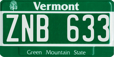 VT license plate ZNB633