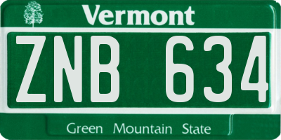 VT license plate ZNB634