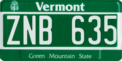 VT license plate ZNB635