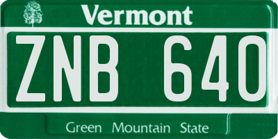 VT license plate ZNB640