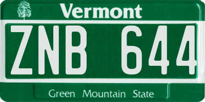 VT license plate ZNB644