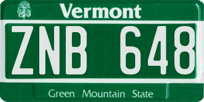 VT license plate ZNB648