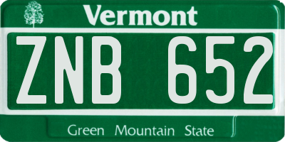 VT license plate ZNB652