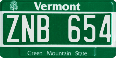 VT license plate ZNB654