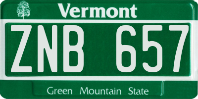 VT license plate ZNB657
