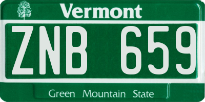 VT license plate ZNB659