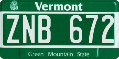 VT license plate ZNB672