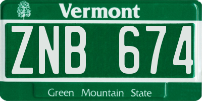 VT license plate ZNB674
