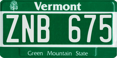 VT license plate ZNB675
