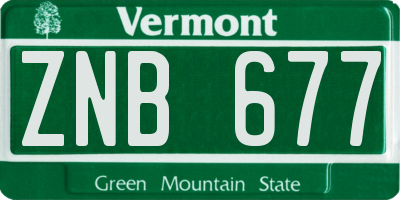 VT license plate ZNB677