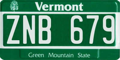 VT license plate ZNB679