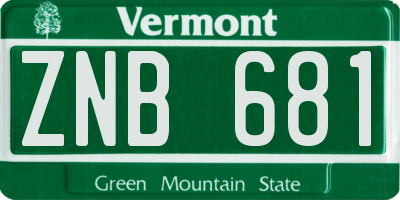 VT license plate ZNB681
