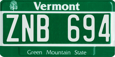VT license plate ZNB694