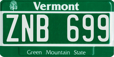 VT license plate ZNB699
