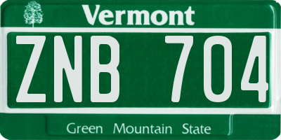VT license plate ZNB704