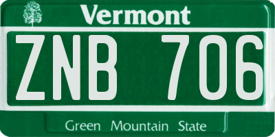 VT license plate ZNB706