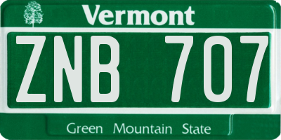VT license plate ZNB707
