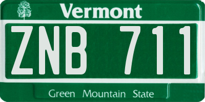 VT license plate ZNB711