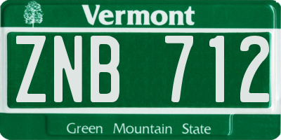 VT license plate ZNB712