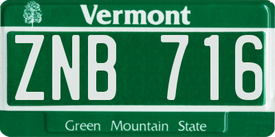 VT license plate ZNB716